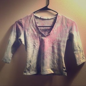 HAND DYED Mid Sleeve Tie-dye Crop Top